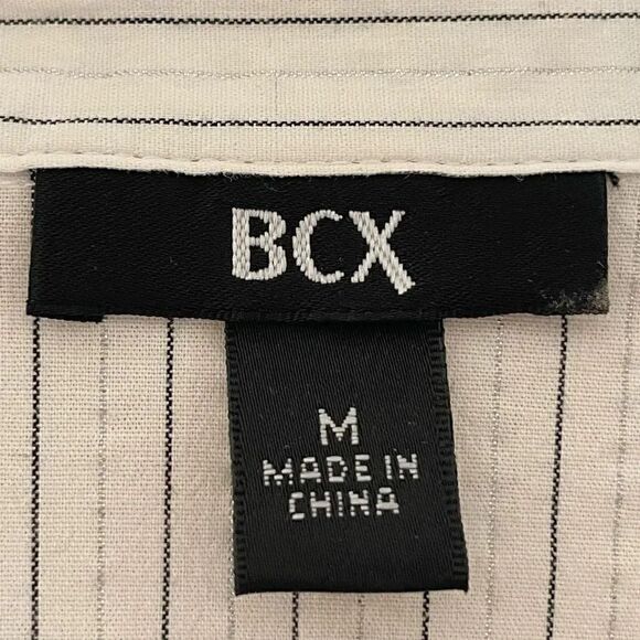 BCX Button Down White Black Long Sleeves Stretch Office Career Casual M # 1349 - Picture 14 of 14